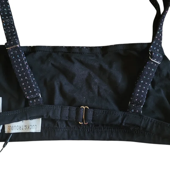 Luck & Trouble NWT Black Square Neck Flashy Glitter Dance Bralette Juniors Sz 6 - Picture 5 of 7